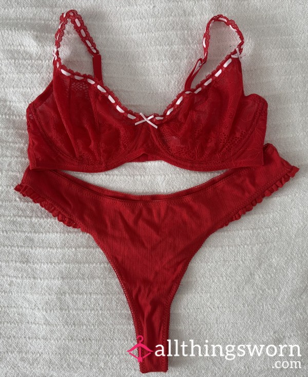(1) Available. Hot Red Bra And Thong. Extra Days $5/each