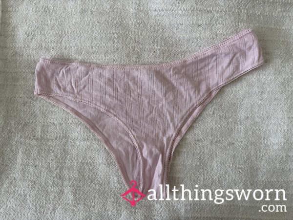 (1) Available. Well Worn Baby Pink Thong. Extra Days $5/each.
