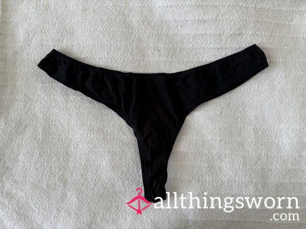 (1) Available. Well Worn Black Cotton Thong. Extra Days $5/each.