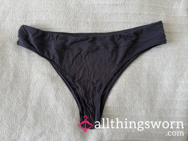 (1) Available. Well Worn Dark Grey Thong. Extra Days $5/each.