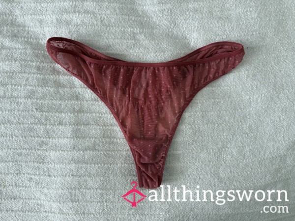 (1) Available. Well Worn Pink Lace Thong. Extra Days $5/each.
