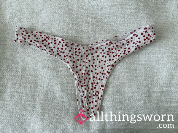 (1) Available. Well Worn Red Hearts Thong. Extra Days $5/each.