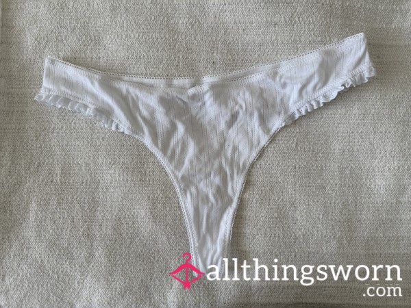 (1) Available. Well Worn White Thong. Extra Days $5/each.