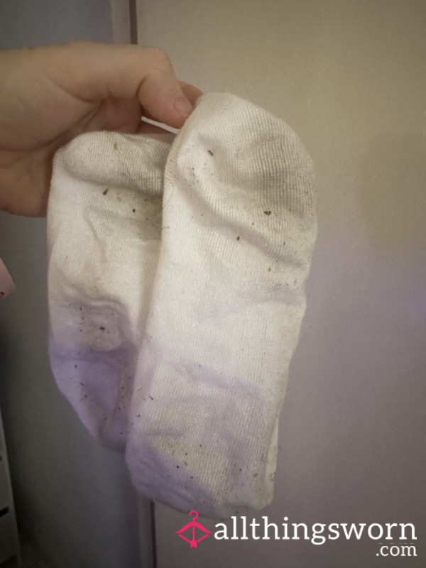 1 Day Worn, Dirty White Socks
