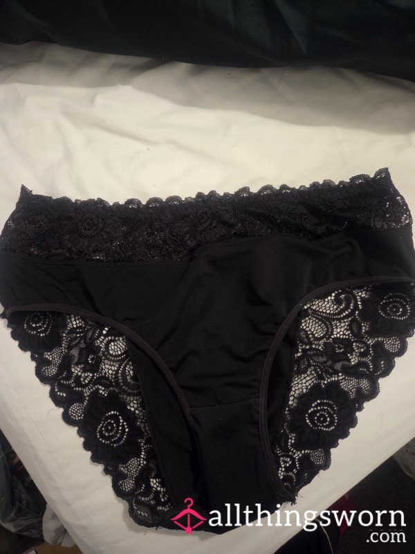 1 Day Worn Full Back Black Panties