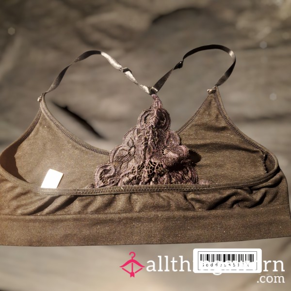 1-Month Worn Black Lace Bralette + 1 Used Gym Sock Bundle 🔥