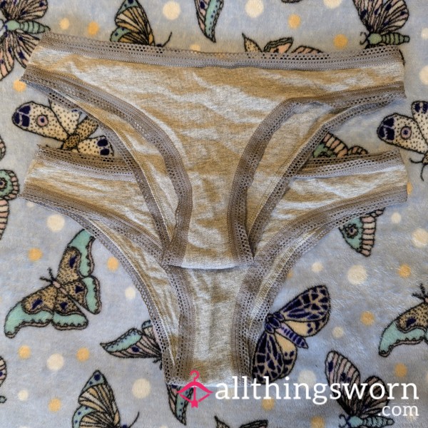 1 Pair Of 2x 5y/o+ Stained Grey Brazilian Tanga Cotton Panties