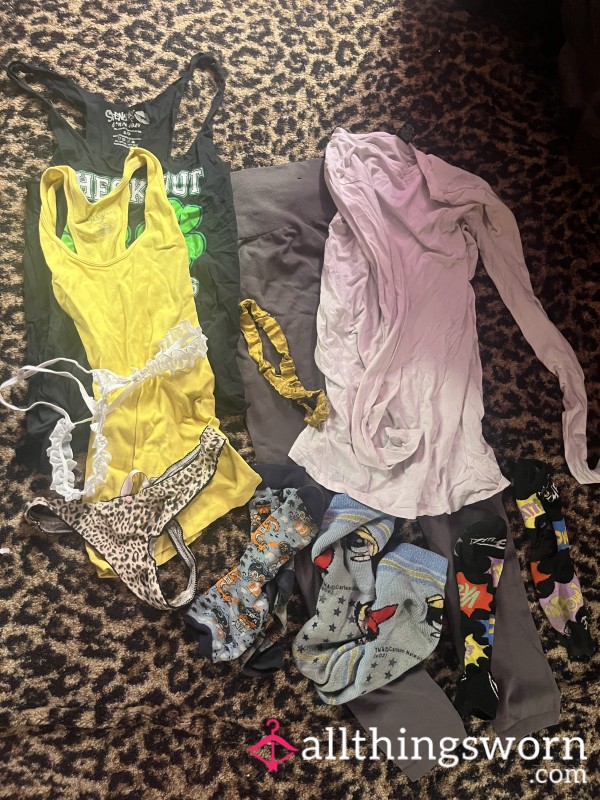 10 Piece Dirty Laundry Lot Worn Panties Socks Unwashed And Dirty