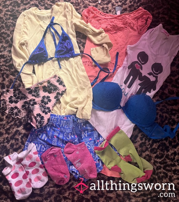 10 Piece Dirty Laundry Lot Worn Panties Socks Unwashed And Dirty