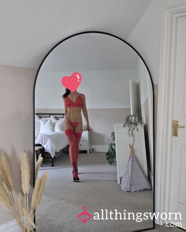 10 Red Lace Underwear Photos Face Included