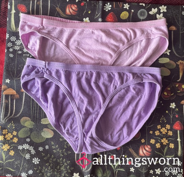 100% Cotton Pink Or Purple Bikini Fullback Panties