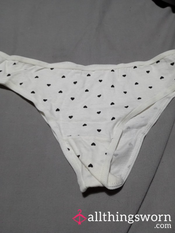 100% Cotton White Panties With Hearts