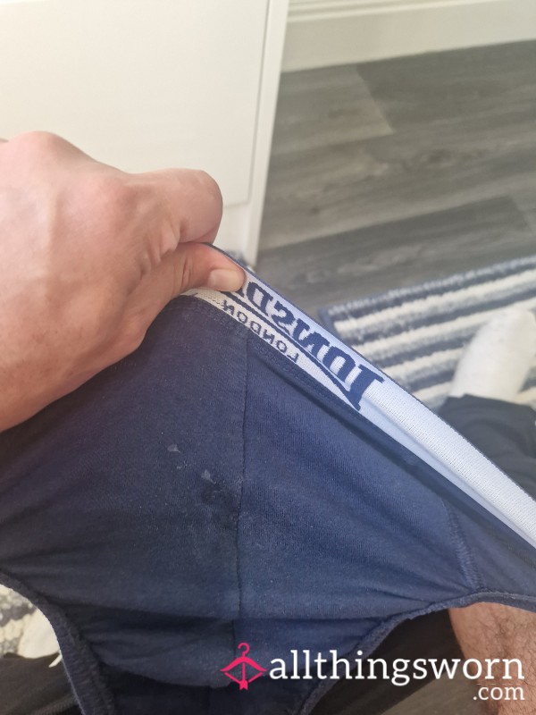 7 Day Worn Lonsdale Navy Briefs Mexican Stand Off Who Pays Wins C*m SPOTS VISIBLE( STRAY PUBES NOW IN THERE Pi*s STAINED AND MUSKY)