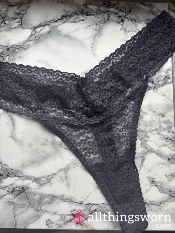 14/16 L Grey Lace Thong