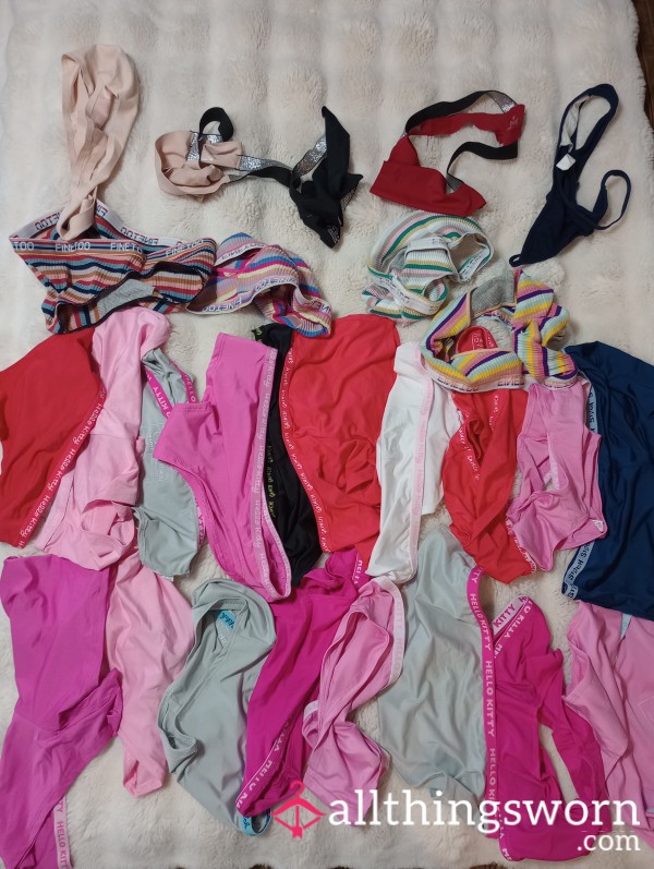 $15 Each Shipping Included 27 Pair , Laid Out, Ribbed Cotton, SEEMLESS, And Satin: Full Backs And Boyshorts