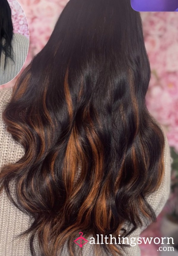 18 Inch Black And Copper Hair Extensions