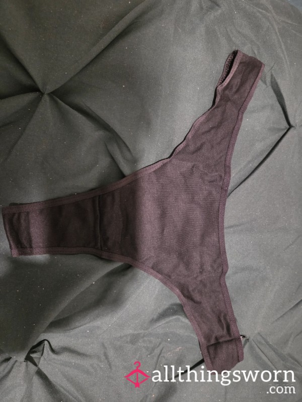 19 Hour Wear Extremely Sweaty Rave Day Black Cotton Thong