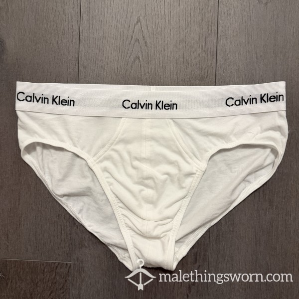 SOLD - Buy Upon Request | 💦 19yo Gym Jock’s Sweaty White CK Briefs - Well Worn 👅