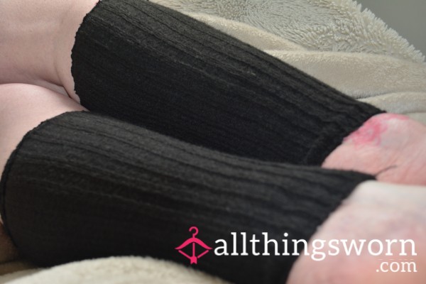 2 Available Leg Warmers - Cream, Black - Lightly Worn (6-12 Hours)