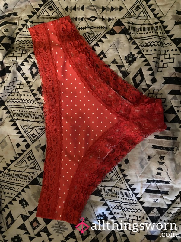 SATIN (2 Day Wear) Red Lacy Panties