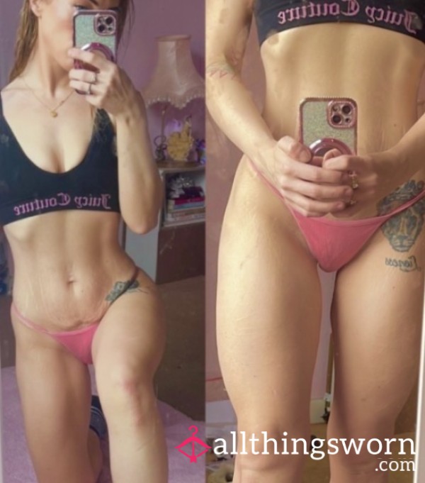 2 Day Worn Cotton Thong- Pink Extra Small