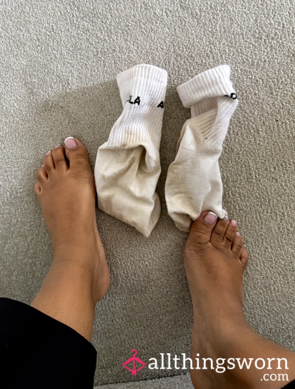 2 Day Worn Sweaty White Ankle Socks