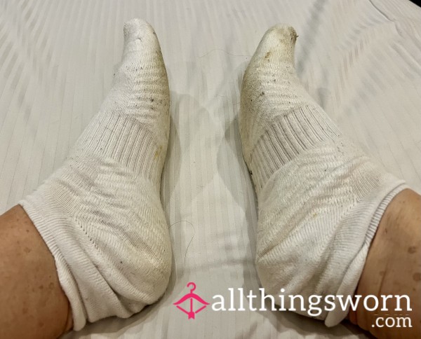 2 Day Worn White Trainer Socks