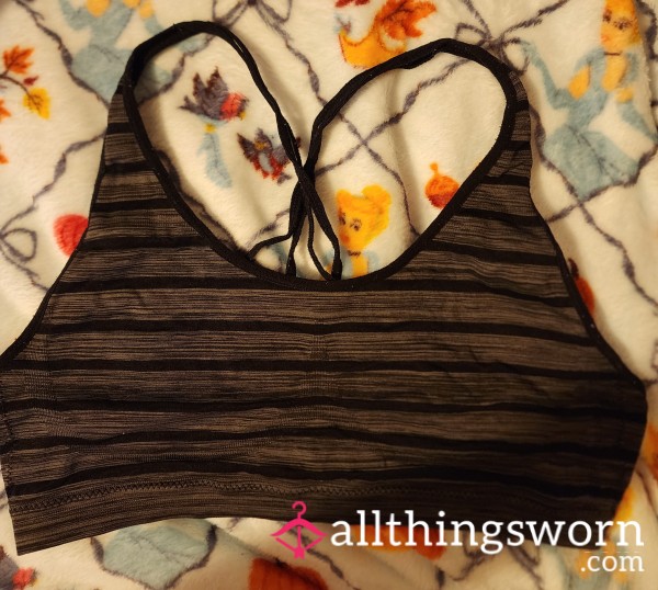 2 Day's Well-worn Black 🖤 And Gray 🩶 Stripes Sports Bra Worn At Hollywood Studios And Disney World Over 50,000 Steps