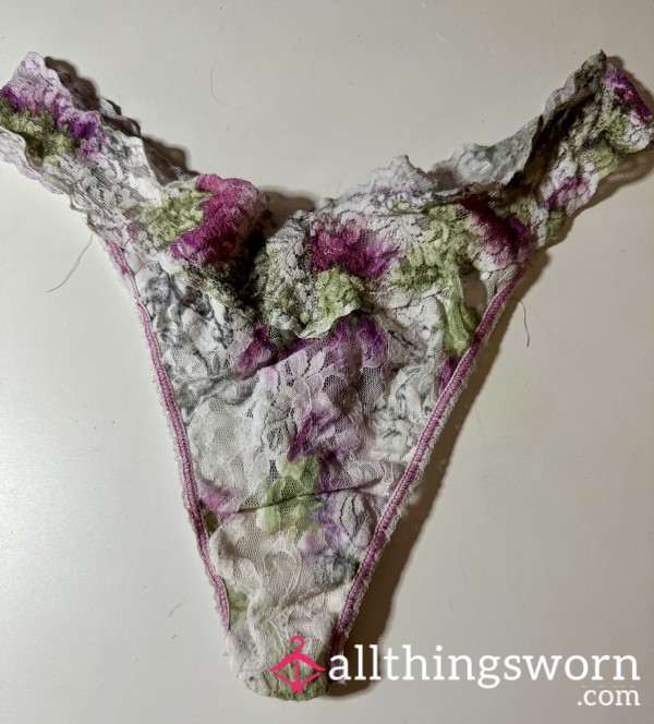 3 Days Worn Flor*l Lace Hanky Panky Thong