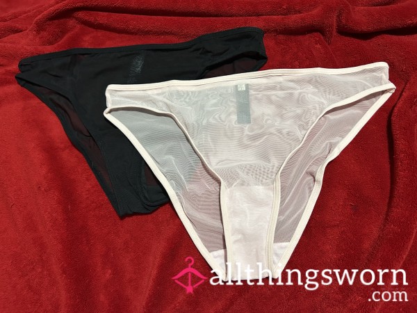 ~2 FOR $30 PANTY BUNDLE/ BLACK & LIGHT PINK MESH WITH COTTON GUSSET HIPSTER PANTIES~