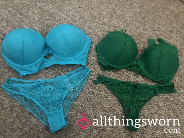 2 Lace Push Up Bras & Brazilian Set