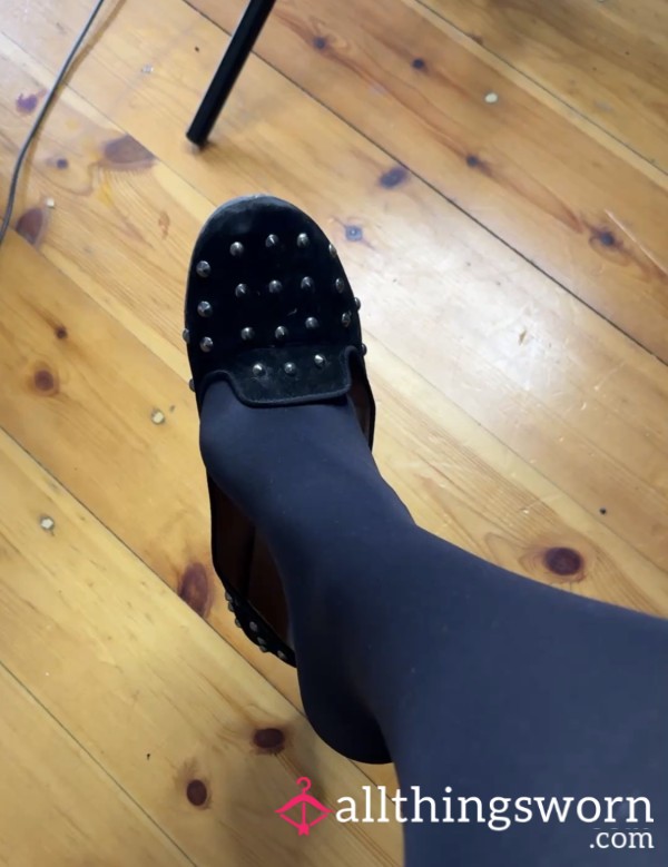 2 Min POV Dolly Shoe Dangle With Black Tights On