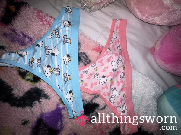 2 Pack Thongs Snoopy Cute Pink & Blue Thong Set