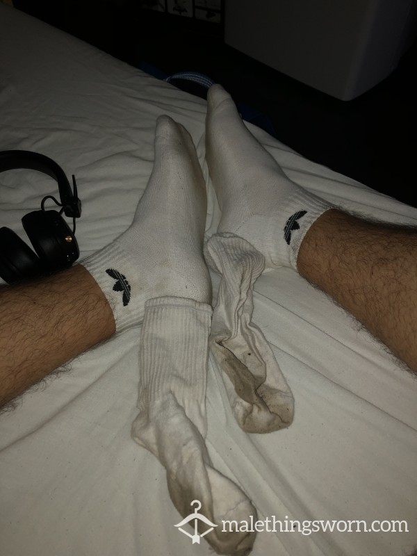 2 Pairs Of Worn Socks — Adidas + Cla**ic White 🧦🔥 Ready To Ship!