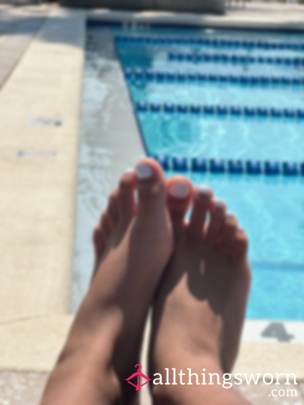 2 Pictures Of S**y White Toes By The P**l