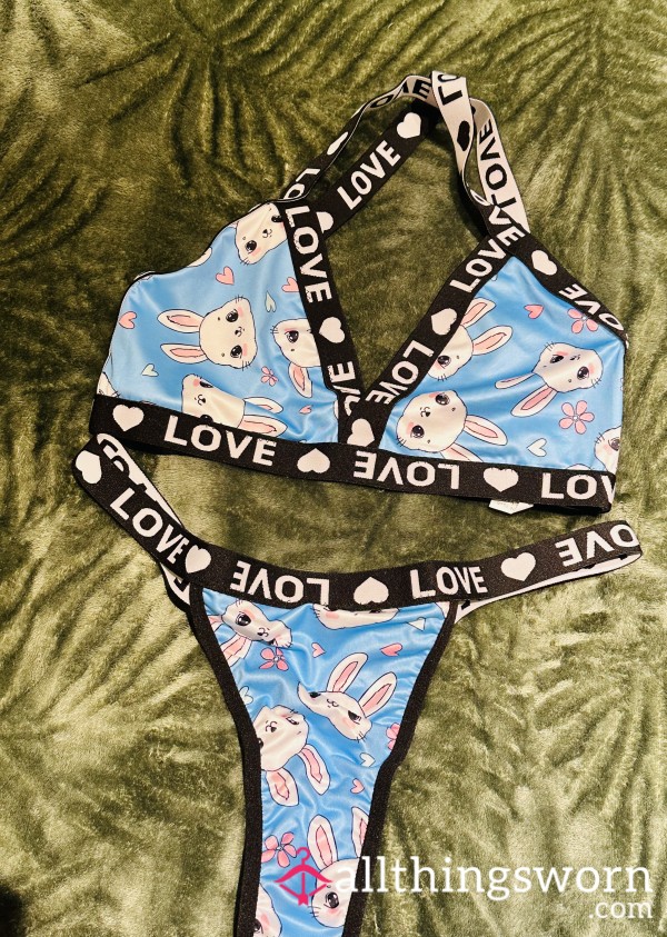 2 Piece Set - Cartoon Rabbit Style - Worn For 24hrs - Message To Book Your Custom Made Set Now🍒💦