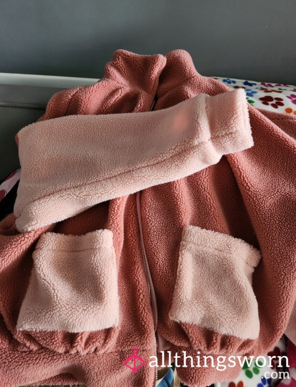 2 Toned Pink Fluffy Box Style Jacket Sized 14/16