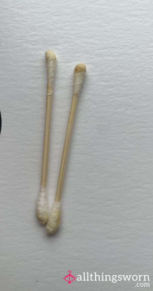 2 Used Cotton Buds I Used After My Shower Today, Plenty Of Ear Wax 👂😜👅