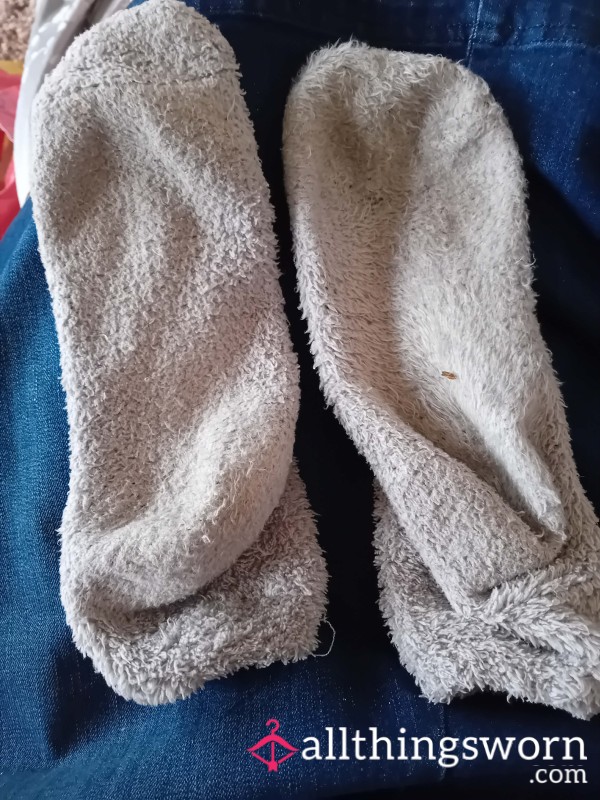 3 Week Worn Grey Fluffy Socks
