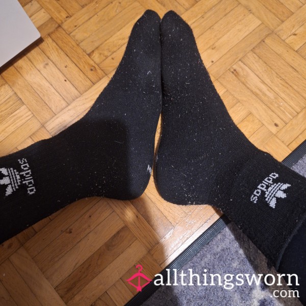 2 Weeks Worn Black Adidas Tennis Socks, Strong Scent💋
