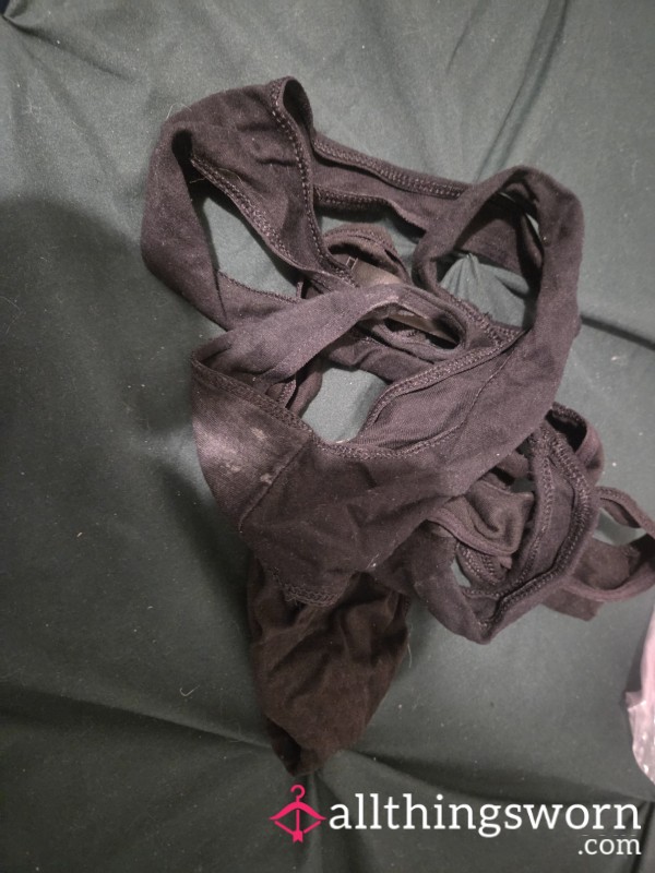 ✨️ SPECIAL OFFER ✨️ 2 Well Worn Pairs If Black Cotton Pu**y Scented Thongs