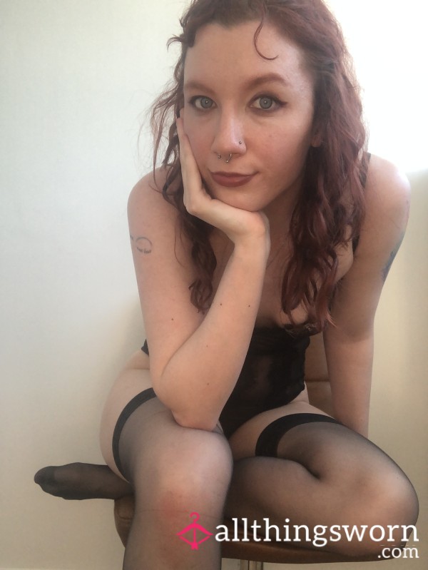 20 Black Stockings And Lingerie (Teddy/Bodysuit) Pics (Includes Face)