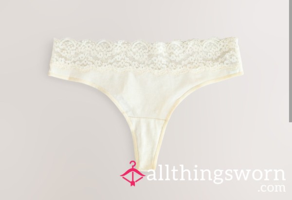 24 Hour Creamy Cotton Thong - Cream ❤️