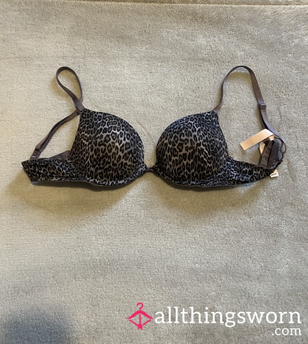 24 Hour Snow Leopard Print Push Up Bra Size 34B