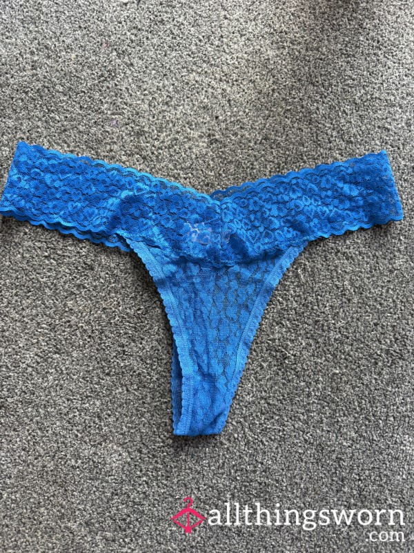 💙 24 Hour Worn Blue Lace Thong 💙