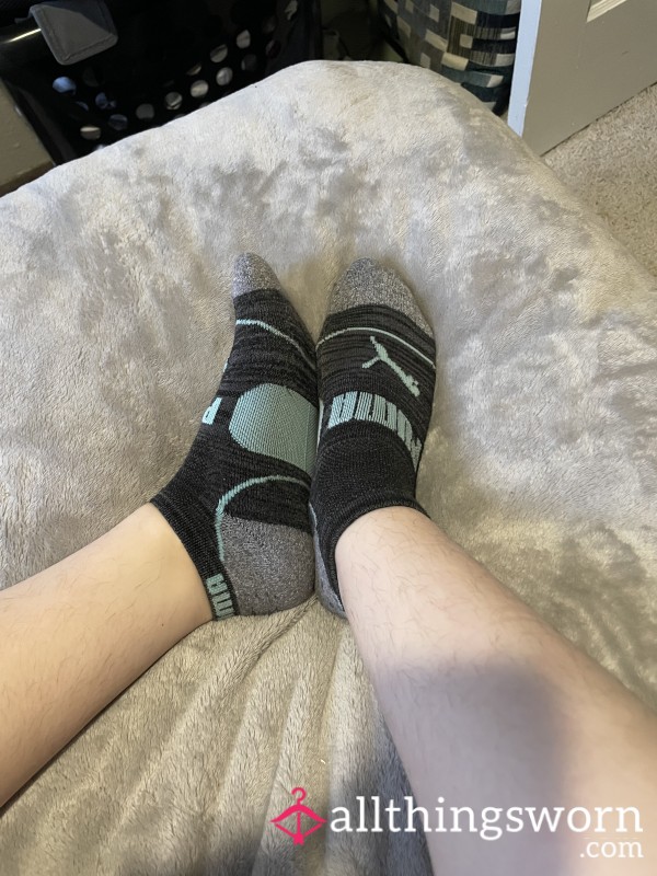 24 Hour Worn Blue Puma Ankle Socks