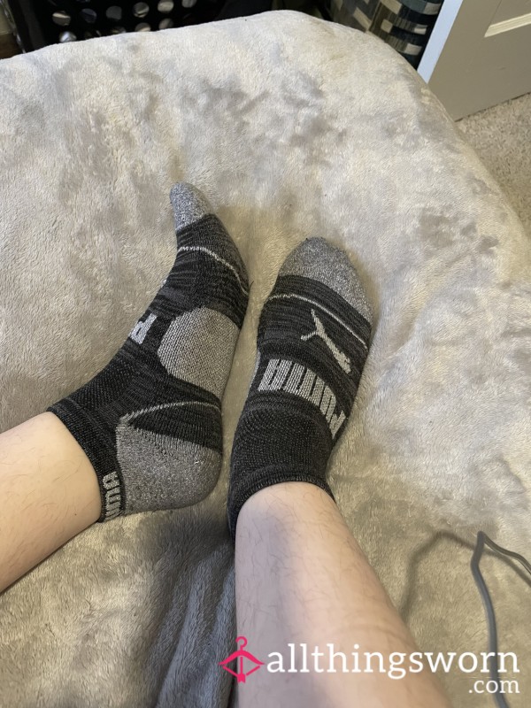 24 Hour Worn Gray Puma Ankle Socks