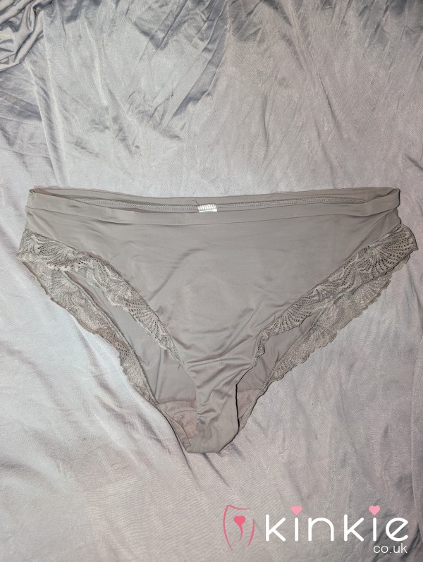 24-Hour Worn Grey Panties – Soft, Scented & Custom Wear Available