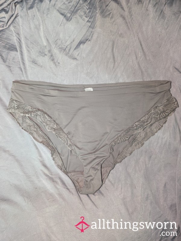 24-Hour Worn Grey Panties – Soft, Scented & Custom Wear Available
