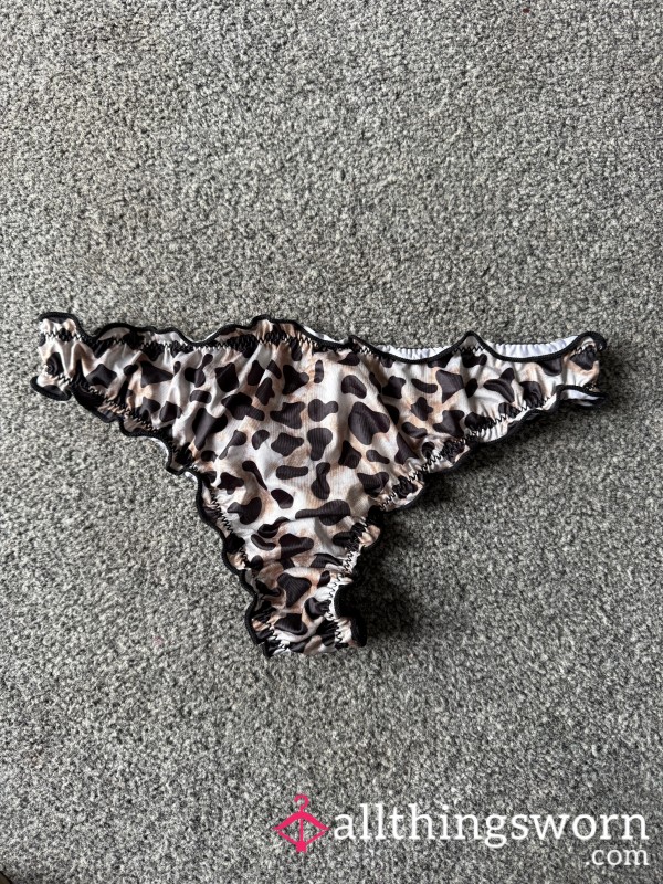 🐆 24 Hour Worn Leopard Print Frilly Thong 🐆